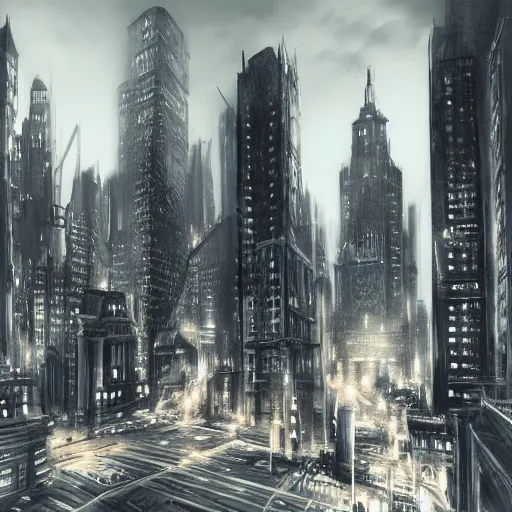 Image similar to city landscape 3d concept art, ultra realistic, metropolis, noir