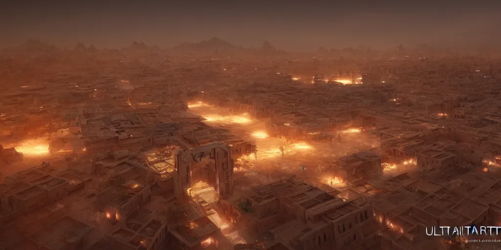 Image similar to futuristic marrakech, volumetric light, detailed, establishing shot, an epic fantasy, cinematic, photorealistic, ultrarealistic, trending on art station, octane render