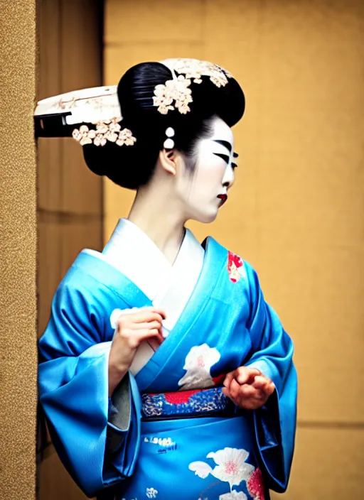 Image similar to female geisha girl, beautiful face, rule of thirds, intricate outfit, spotlight