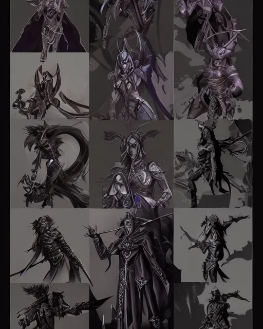 Prompt: hd character concept design reference art of % xenvas xerulas %, dark elf drow elf blackguard paladin of conquest / shadow sorcerer, photorealistic, volumetric lighting, digital art, character illustration, character art, hd, face portrait, high detail, by wayne reynolds, by steve prescott, by angus mcbride, full character body and face