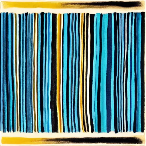 Prompt: In this body art, the artist has used a simple palette of colors to create a feeling of calm and serenity. The soft hues of blue and green are reminiscent of a cloudy sky, while the orange and yellow suggest the warm glow of the sun. The vertical stripes of color are divided by thin lines of black, which give the impression of deep space. The overall effect is one of peacefulness and balance. Lawrence of Arabia by David Hockney fine