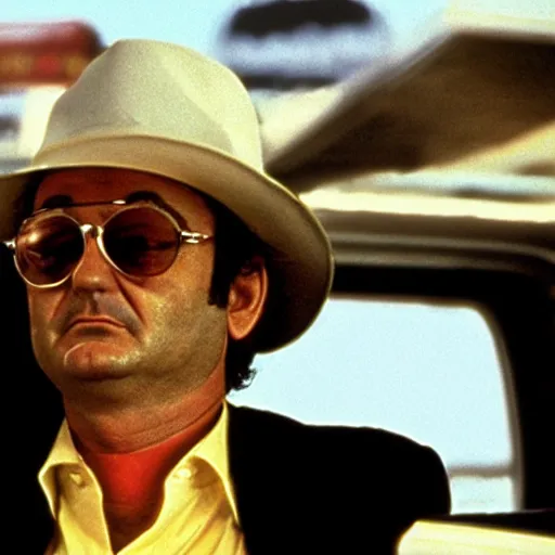 Image similar to bill murray in fear and loathing in las vegas, movie still, promotional shot