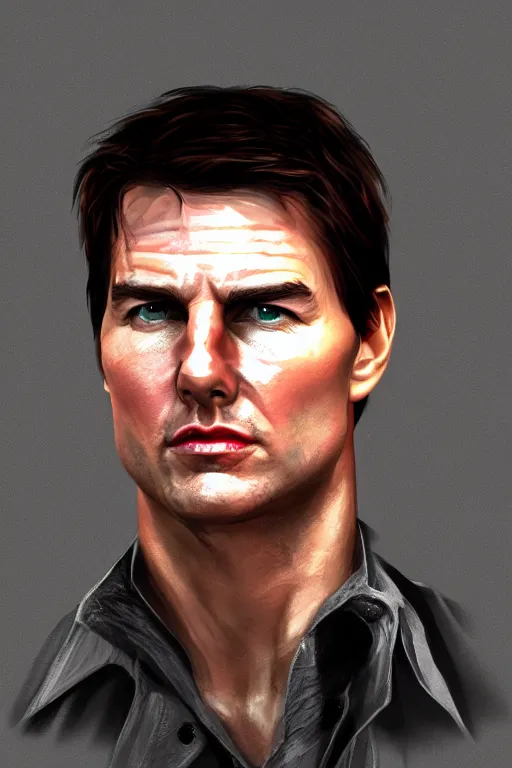 Prompt: a medium shot portrait of tom cruise, in the style of gta 4, highly detailed, trending on artstationhq