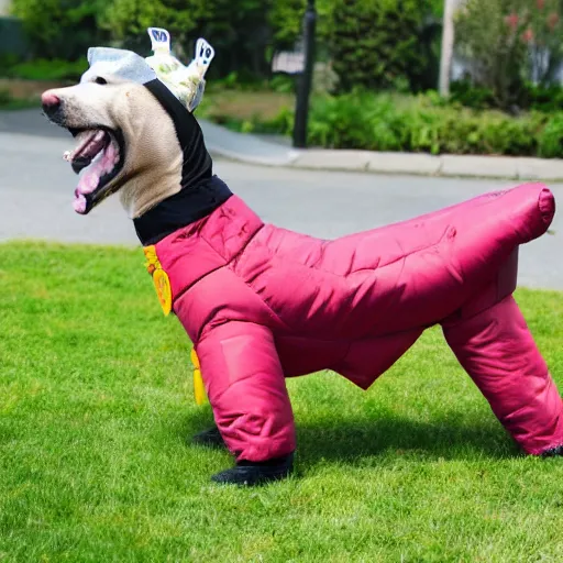 Image similar to a human dressed as a dog, humanoid dog