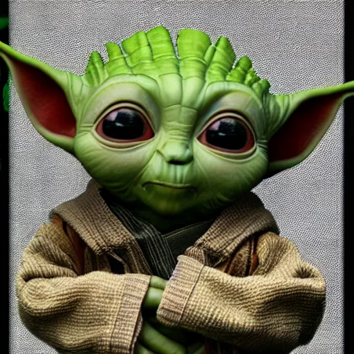 Image similar to Groot Baby Yoda take a picture together 4K quality super realistic