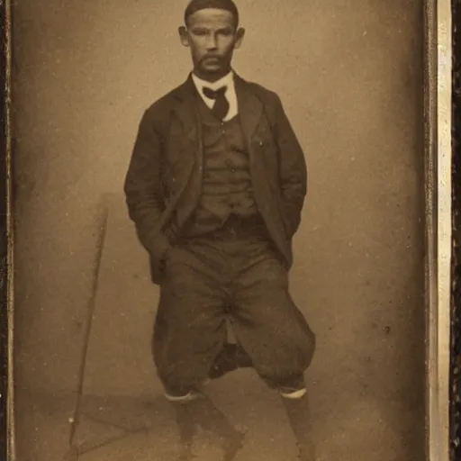 Image similar to Tintype photograph of primitive ready-made displayed in an ethnographic museum, archive material, anthropology, 1920s studio lighting.