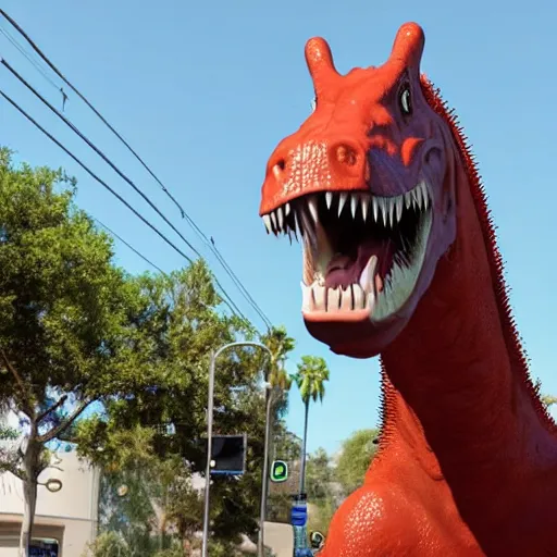 Image similar to tyrannosaurus in studio city, still from bojack horseman