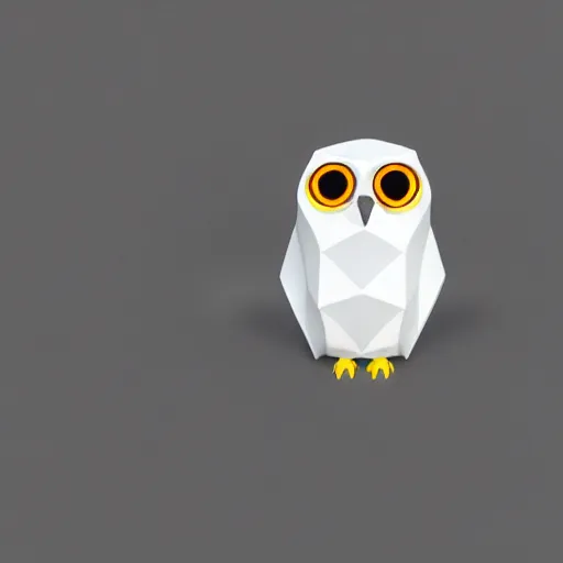 Image similar to cute isometric 3 d low polygon render of an owl, smooth white background, soft focus, centered