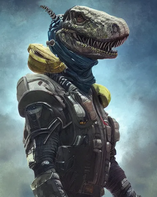 Image similar to Trex as an Apex Legends character digital illustration portrait design by, Brooke Shaden detailed, gorgeous lighting, wide angle action dynamic portrait
