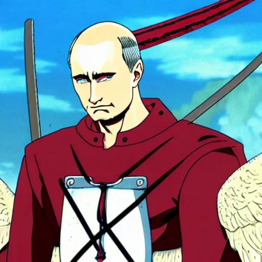 Prompt: vladimir putin in 1 9 9 7 berserk anime