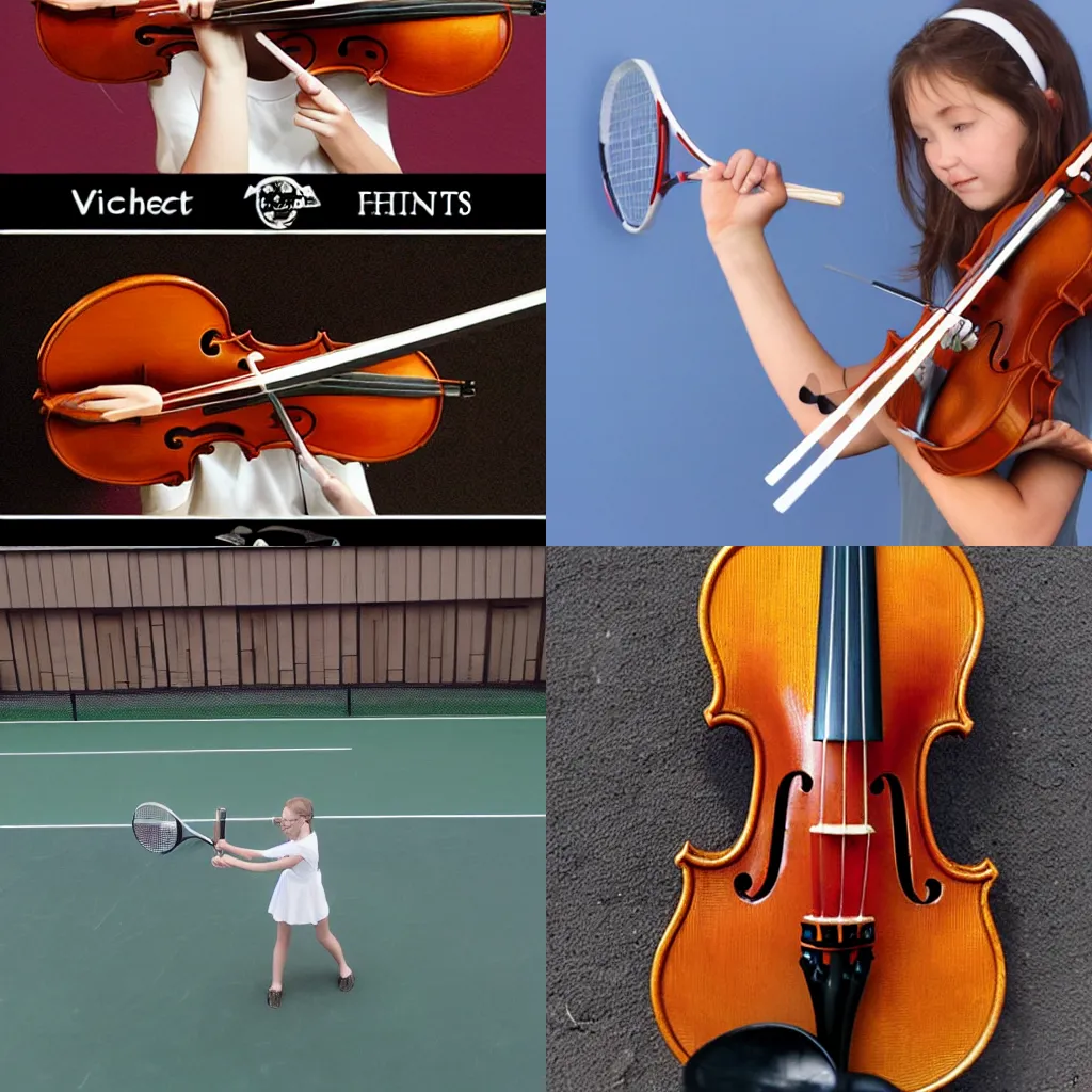 Prompt: violin tennis