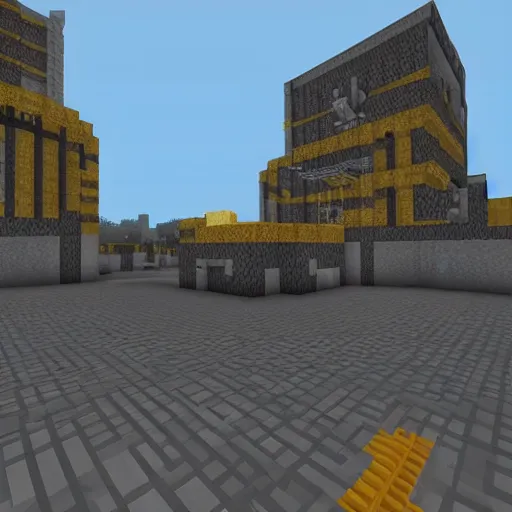 Prompt: The Half-Life 2 citadel in minecraft, game footage