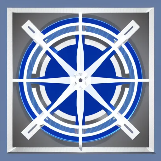 Image similar to a vectorized angled blue - grey gear, professional icon logo radial symmetry