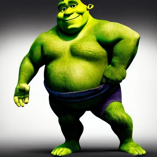 Image similar to shrek goes to the gym to get ripped