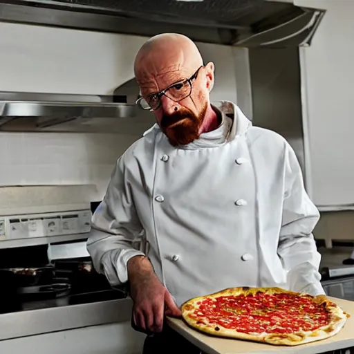 Image similar to walter white making pizza