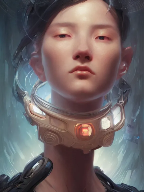 Image similar to full shot of a beautiful venus astronaut defined facial features, intricate abstract. cyberpunk, symmetrical facial features. by ruan jia and artgerm and range murata and wlop and ross tran and william - adolphe bouguereau and beeple. key art. fantasy illustration. award winning, artstation, intricate details, realistic, hyperdetailed, 8 k resolution.