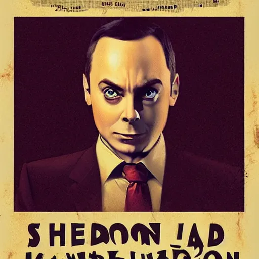 Prompt: sheldon cooper horror movie poster