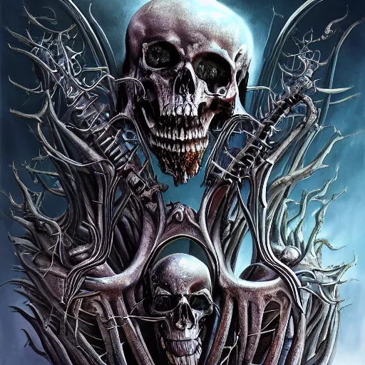 Image similar to Death metal cover art by Gottfried Bammes and Giger and Bill Ellis, trending on artstation