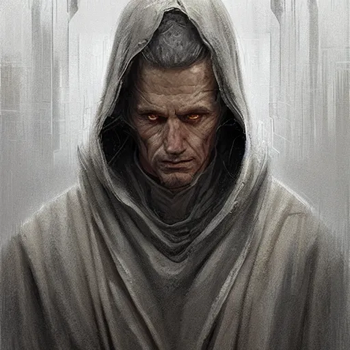 Image similar to portrait of a man by greg rutkowski, old jedi master, he looks like sam witwer, wearing gray jedi robes, star wars expanded universe, he is about 6 0 years old, highly detailed portrait, digital painting, artstation, concept art, smooth, sharp foccus ilustration, artstation hq