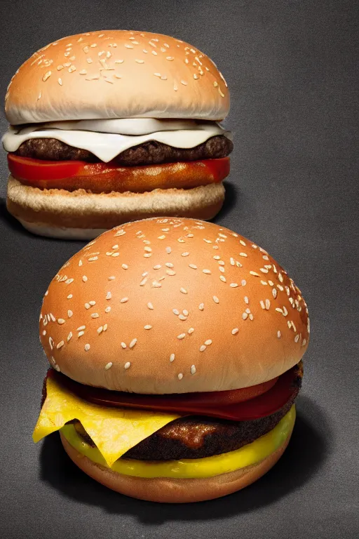 Image similar to mcdonalds hamburger smashed, commercial photography