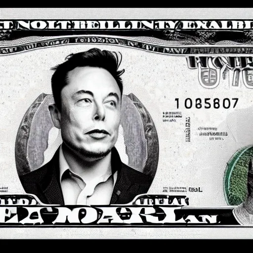 Image similar to Elon musk on the Mars Dollar bill