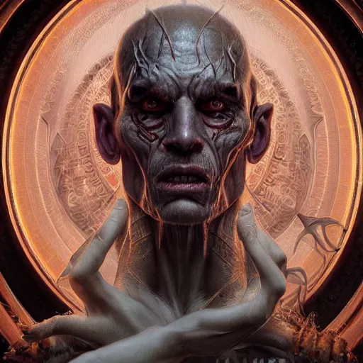 Prompt: portrait painting of male evil demonic cult member, agony, ultra realistic, concept art, intricate details, eerie, highly detailed, photorealistic, octane render, 8 k, unreal engine. art by artgerm and greg rutkowski and alphonse mucha