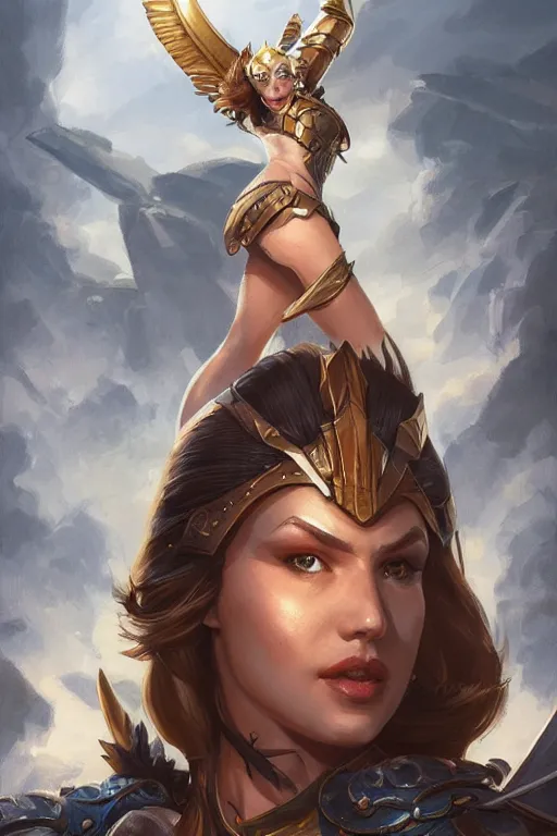 Image similar to amazon valkyrie athena, d & d, fantasy, portrait, highly detailed, headshot, digital painting, trending on artstation, concept art, sharp focus, illustration, art by artgerm and greg rutkowski and magali villeneuve