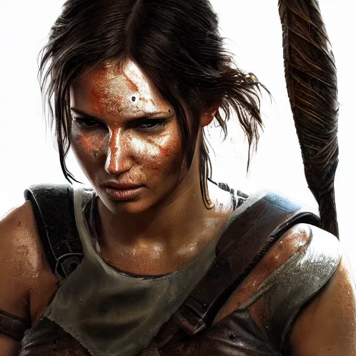 Image similar to Lara croft as viking, wet face , heavy rain ,dramatic, intricate, highly detailed, concept art, smooth, sharp focus, illustration, Unreal Engine 5, 8K