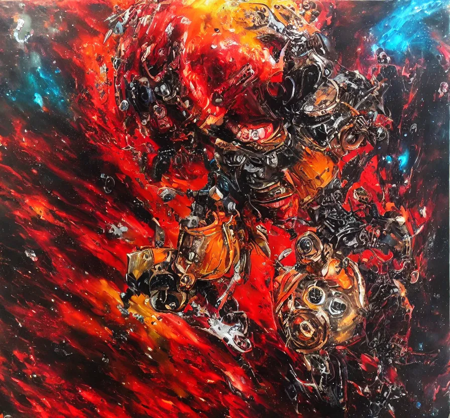 Prompt: exterminatus on earth, painting on canvas, acrylic painting, acrylic pouring, painting, influencer, artstation