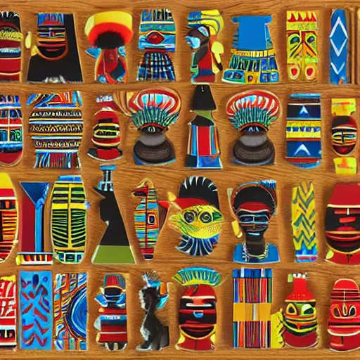 Image similar to african tribal chief vinyl art toy, detailed product photo, 3 d render, magazine collage