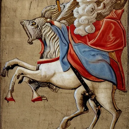 Prompt: the pope riding a Pegasus, highly detailed