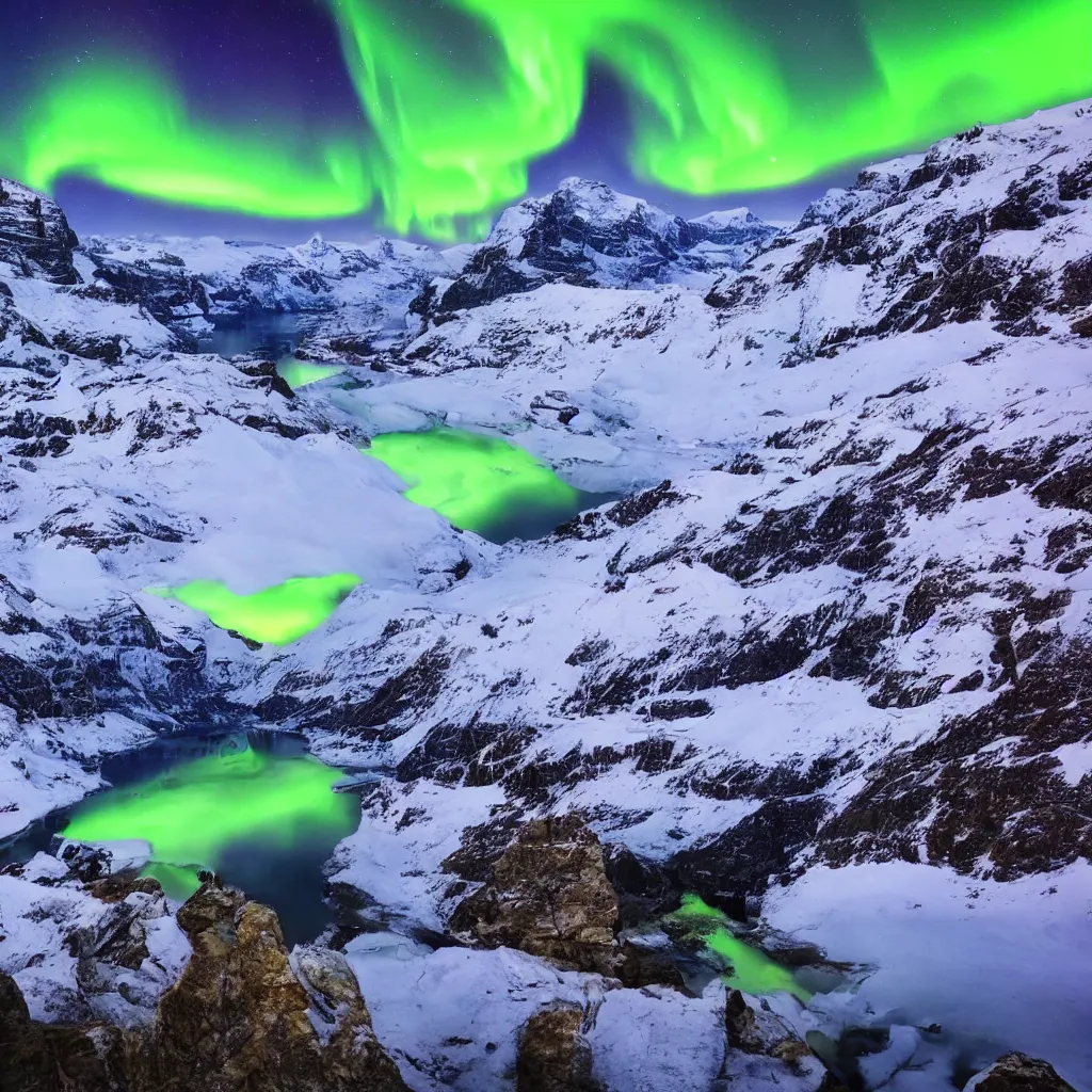 Prompt: Amazing Switzerland landscape with Northern lights