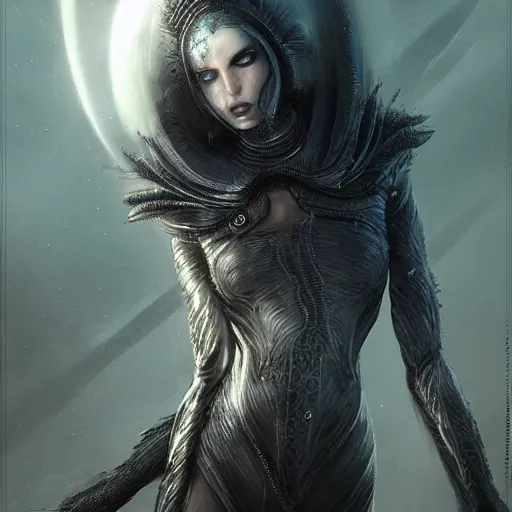 Image similar to kerli koiv, dune, darkwave, darksynth, character portrait, sharp, digital matte painting, art by luis royo, greg rutkowski, wlop, dramatic lighting, trending on artstation