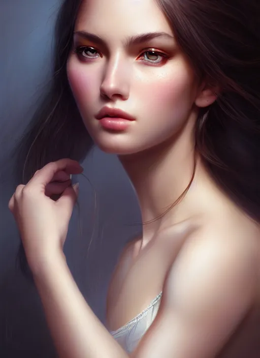 Prompt: a gorgeous female photo, professionally retouched, award winning, hyperdetailed, rendered in vue, soft lighting, feather hair, realistic, smooth face, perfect eyes, wide angle, sharp focus on eyes, 8 k high definition, insanely detailed, intricate, elegant, art by artgerm and greg rutkowski