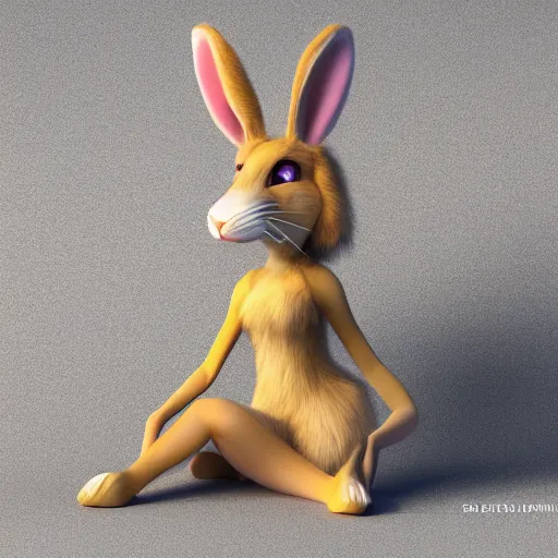 Image similar to beautiful fit furry female anthropomorphic rabbit wearing dress, full body, ultra realistic, vray, 5 5 mm