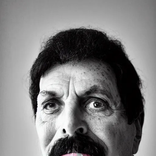 Image similar to old freddie mercury singer at age 7 5 years old, color ( sony a 7 r iv, symmetric balance, polarizing filter, photolab, lightroom, 4 k, dolby vision, photography award ), vogue, perfect face, movie poster