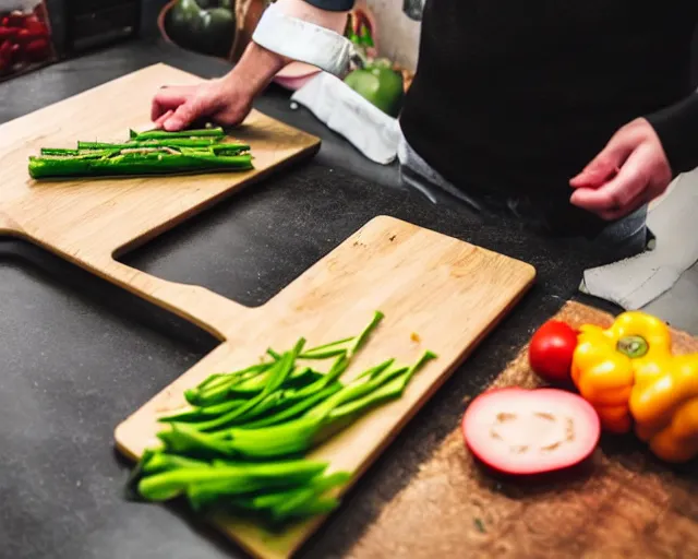 Image similar to ( 9 0 degrees fov, first person point of view )!!!!! of me!!!!! chopping vegetables on a chopping board