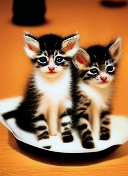 Image similar to clear photorealistic picture of adorable kittens made out of sushi