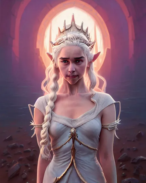 Image similar to highly detailed surreal vfx portrait of daenerys targaryen as princess zelda, stephen bliss, unreal engine, greg rutkowski, loish, rhads, beeple, makoto shinkai and lois van baarle, ilya kuvshinov, rossdraws, tom bagshaw, alphonse mucha, global illumination, detailed and intricate environment