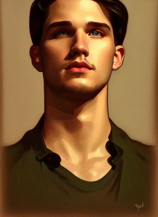 Prompt: oil portrait of kevin keller, intricate, elegant, highly detailed, lighting, painting, artstation, smooth, illustration, art by greg rutowski and alphonse mucha