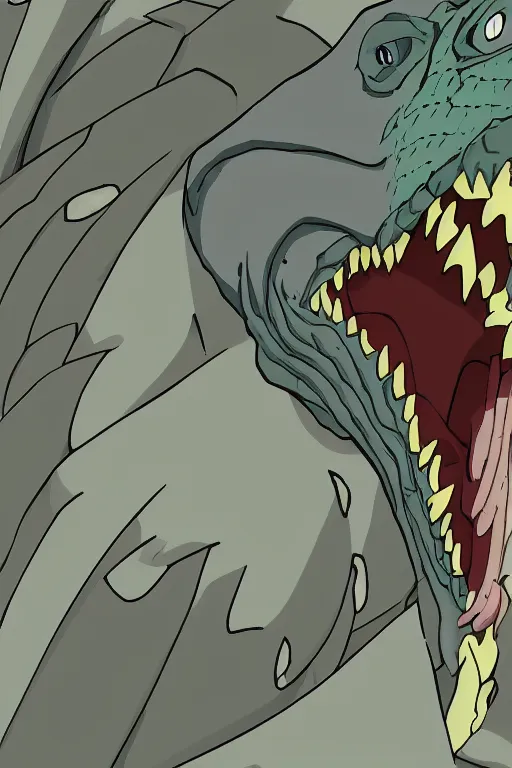 Image similar to lizardman, gray scales, anime, hd,