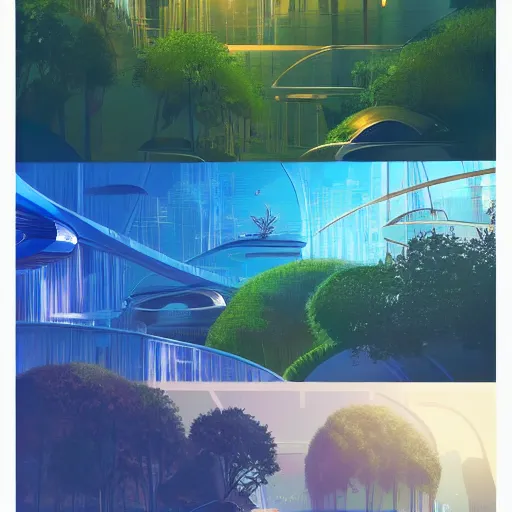 Prompt: beautiful happy picturesque charming organic futuristic sci - fi town in harmony with nature. water and plants. beautiful light. grainy and rough. soft colour scheme. beautiful artistic vector graphic design art by lurid. ( 2 0 2 2 )