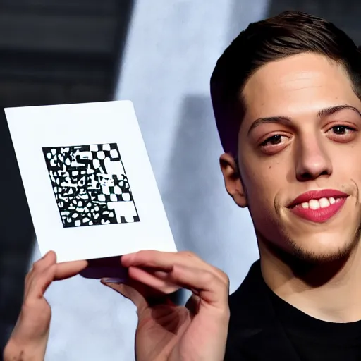 Prompt: pete davidson holding up a card that says 1 1 1 1 1 1 1 1 1