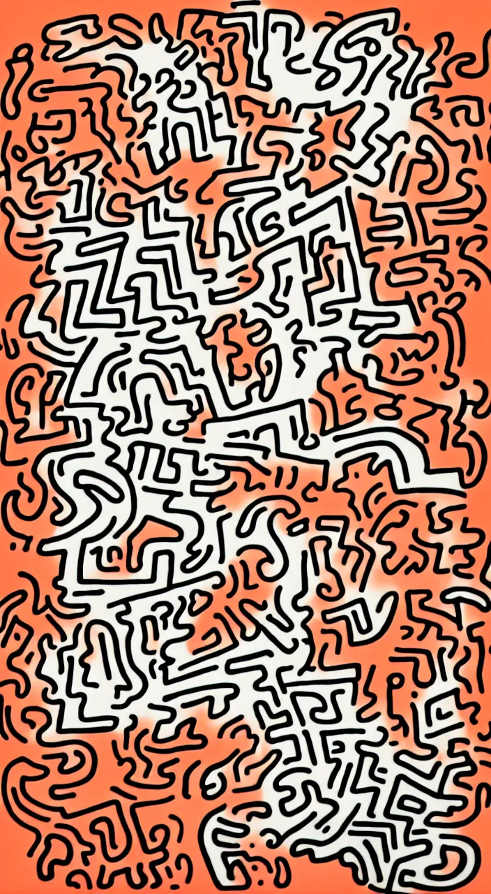 Prompt: line portrait of larry david eating a bagel by keith haring. hyper - realistic, 8 k, hd