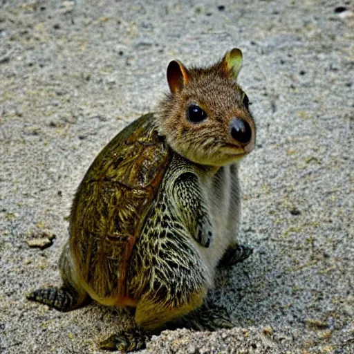 Prompt: quokka turtle hybrid, bold natural colors, national geographic photography, masterpiece, full shot