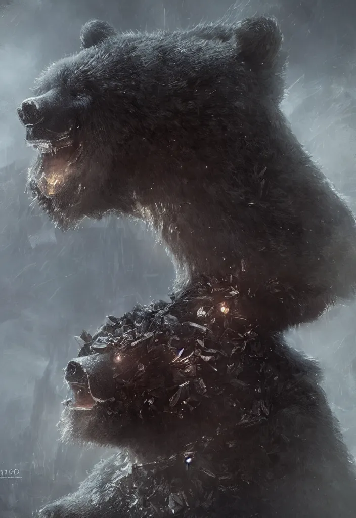 Prompt: a small crystal bear trinket by greg rutkowski, sung choi, mitchell mohrhauser, maciej kuciara, johnson ting, maxim verehin, peter konig, bloodborne, 8 k photorealistic, cinematic lighting, hd, high details, dramatic, dark atmosphere, trending on artstation