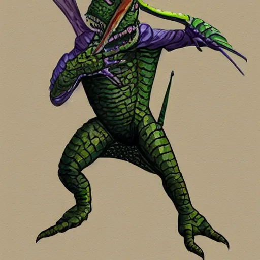 Image similar to A lizard humanoid fighter