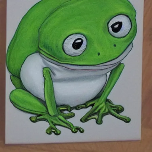 Prompt: cute frog portrait, Ghibli style