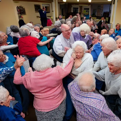 Prompt: Mosh pit at a nursing home