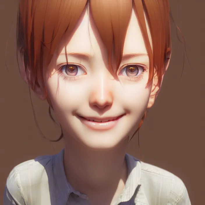 Image similar to portrait of the shy farm girl smiling, by katsuhiro otomo, yoshitaka amano, nico tanigawa, and artgerm rendered with 3 d effect.